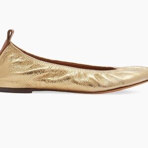Lanvin Gold Metallic Flats Elegant Loafers